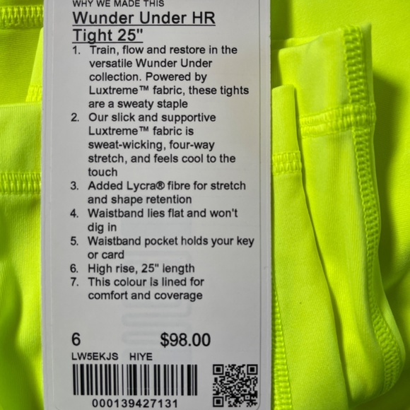 NWT Lululemon Wunder Under HR Tight 25” - Picture 4 of 4